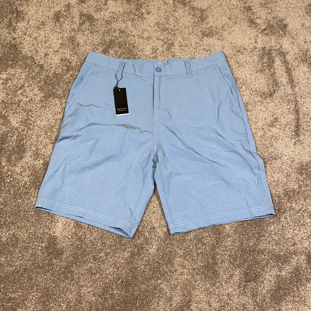 Amphibian In And Out Of The Water Flat Front Blue Shorts SIZE 34 Performance